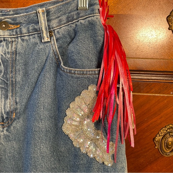 ERIKA KELLY APPAREL IT’s My BDAY Party Time Upcycled Couture Art Jeans - Picture 8 of 14